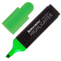 Текстовыделитель Brauberg Contract зеленый, 1-5мм, скошенный наконечник, 150390