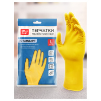 Перчатки резиновые Officeclean Стандарт+ р.L, желтые, суперпрочные