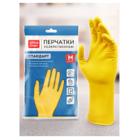 Перчатки резиновые Officeclean Стандарт+ р.M, желтые, суперпрочные