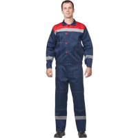 Костюм рабочий летний мужской (р.48-50) 182-188, сине-красный, брючный, с СОП, л20