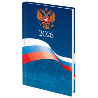 Ежедневник датированный 2026 145х215 мм, А5, STAFF, ламинированная обложка, 'Символика РФ', 117314