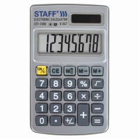 Калькулятор карманный Staff STF-1008 серебристый, 8 разрядов