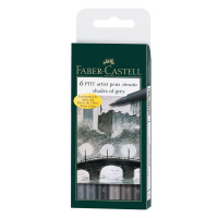 Набор ручек капиллярных Faber-Castell Pitt Artist Pen Brush оттенки серого, 6шт, корпус ассорти