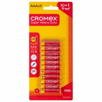 Батарейки солевые 'мизинчиковые' КОМПЛЕКТ 10+1 шт., CROMEX (КРОМЕКС) Super Heavy Duty, AAA (R03, 24A), блистер, 456257