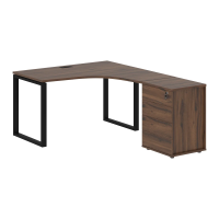 Стол эргономичный с тумбой EQCET 1318(R) Дуб Денвер тёмный/Черный 1360х1880х750 EDIS