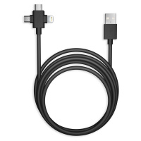 Кабель Smartbuy The X 3 в1 универсальный, USB - Micro-USB/Lightning/Type-C, 2.4A output, оплетка TPE