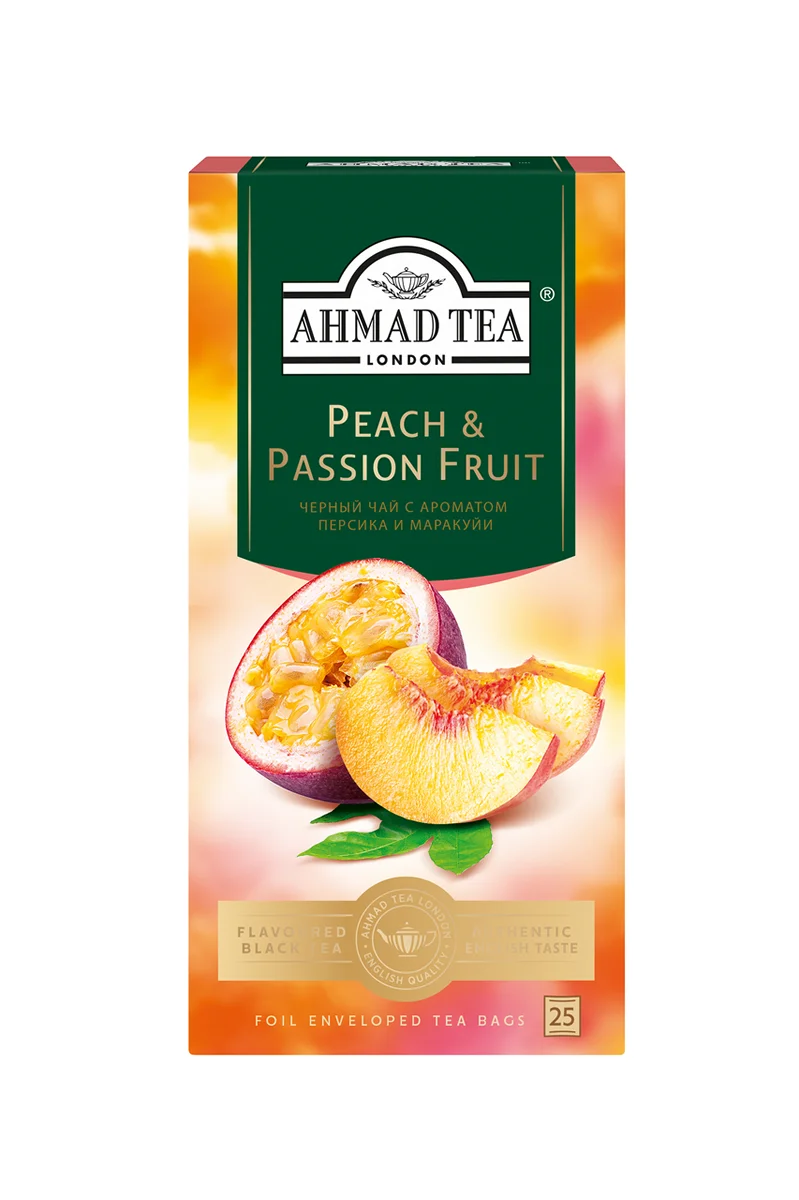 Чай черный Ahmad Tea Персик-маракуйя (1.5г x 25шт), 37.5г фото: Чай черный Ahmad Tea Персик-маракуйя (1.5г x 25шт), 37.5г