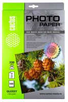 Фотобумага для струйных принтеров Cactus CS-GA6230100 10x15см, 100 листов, 230 г/м2, белая, глянцева