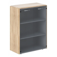 Шкаф средний Skyland Dioni DMC 85.2, дуб каньон, 892х470х1185мм, средний, со стеклянными дверьми и обвязкой