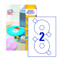 Этикетки для CD/DVD Avery Zweckform C6074-20, белые глянцевые, d=117мм, 2шт на листе А4, 20 листов