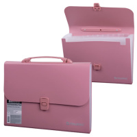 Портфель пластиковый Brauberg Comfort розовый, 13 отделений