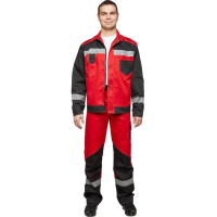Костюм рабочий летний мужской (р.44-46) 170-176, красно-черный, брючный, с СОП, л21