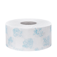 Туалетная бумага Merida TB2408 в рулоне, Топ Принт Мини, 2 слоя, 170м, белая с бирюзовым рисунком, 12шт/уп