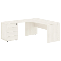 Стол эргономичный с тумбой EDCET 1518(L) Ясень Траун/Белый 1560х1880х750 EDIS