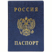 Обложка для паспорта ДПС, ПВХ, тиснение 'Герб', синий