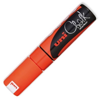 Маркер меловой Uni Chalk PWE-8K флуоресцентный оранжевый, 8мм, скошенный наконечник, для окон и стек