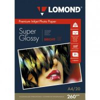 Фотобумага для струйных принтеров Lomond А4, 20 листов, 260 г/м2, суперглянцевая, 1103101