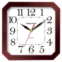Часы настенные Troyka белые, 29х29см, квадратные, бордовая рамка