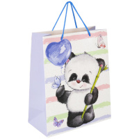 Пакет подарочный Золотая Сказка Lovely Panda, 26.5x12.7x33см, белый с голубым