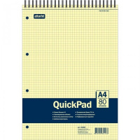 Блокнот Quickpad Yellow Pad, А4, 80 листов, в клетку, на спирали, ламинированный картон