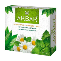 Чай Akbar Мята-Ромашка, зеленый, 100 пакетиков