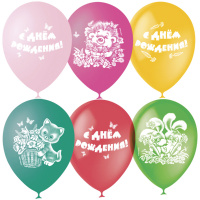 Воздушные шары Поиск С Днем Рождения 30см, 25шт, пастель+декор