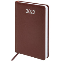 Ежедневник датированный 2023 А5 138x213 мм BRAUBERG 'Profile', балакрон, коричневый, 114044