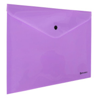 Папка-конверт с кнопкой BRAUBERG 'Pastel', А4, до 100 листов, непрозрачная, лиловая, 0,18 мм, 270475