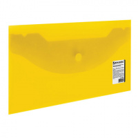 Пластиковая папка на кнопке Brauberg желтая прозрачная, 250х135мм