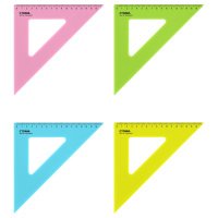 Треугольник 45°, 16см СТАММ, пластиковый, прозрачный, неоновые цвета, ассорти