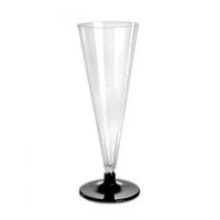 Бокал одноразовый для шампанского Кристалл прозрачный с черной ножкой, 180мл, 6шт/уп