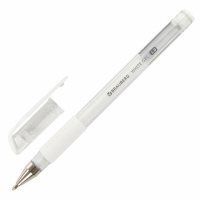 Гелевая ручка Brauberg White белая, 0.5мм, прозрачный корпус