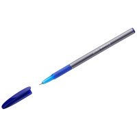 Шариковая ручка Cello Office Grip синяя, 1мм, серебристый корпус