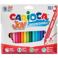 Фломастеры для рисования Carioca Joy 18 цветов, смываемые, европодвес