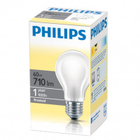 Лампа накаливания Philips A55 FR 60Вт, E27, 2700К, теплый белый свет, груша