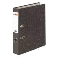 Папка-регистратор STAFF 'Бюджет' с мраморным покрытием, 50 мм, без уголка, черный корешок, 227184