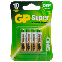 Батарейка Gp Super Alkaline AAA LR03, 1.5В, алкалиновая, 4шт/уп