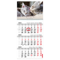 Календарь квартальный Brauberg Soft Purr, 3 блока, 1 гребень, с бегунком, 2023
