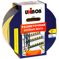 Клейкая лента разметочная Unibob 50мм х 50м, желто-черная