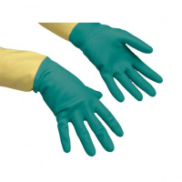Перчатки резиновые Vileda Professional усиленные L, зеленые/желтые, 120269