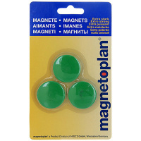 Магниты Magnetoplan Junior d=34х9мм, 3шт/уп, зеленые