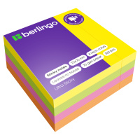 Блок для записей с клейким краем Berlingo Ultra Sticky 4 цвета, неон, 75х75мм, 320 листов