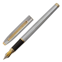 Ручка бизнес-класса перьевая BRAUBERG Brioso, СИНЯЯ, корпус серебристый с золот.,лини, 143464