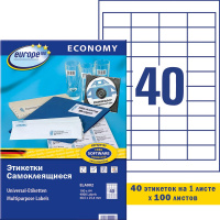 Этикетки самоклеящиеся Avery Zweckform Европа-100 ELA002, белые, 48.5x25.4мм, 40шт на листе А4, 100