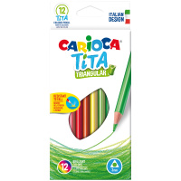 Карандаши цветные пластиковые Carioca 'Tita', 12цв., трехгран., заточен., картон, европодвес