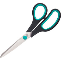 Ножницы Attache 19.5см, черно-бирюзовые, прорезиненные ручки