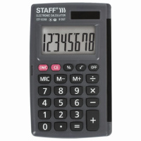 Калькулятор карманный Staff STF-62 серый, 8 разрядов
