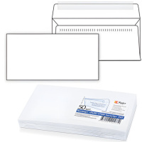 Конверт почтовый Курт Е65 белый, 110х220мм, 80г/м2, 50шт, стрип, Security