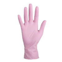 Перчатки нитровиниловые Wally Plastic М, розовые, 50 пар
