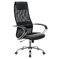 Кресло офисное Brabix EX-608 CH ткань-сетка-иск.кожа, черная, крестовина хром